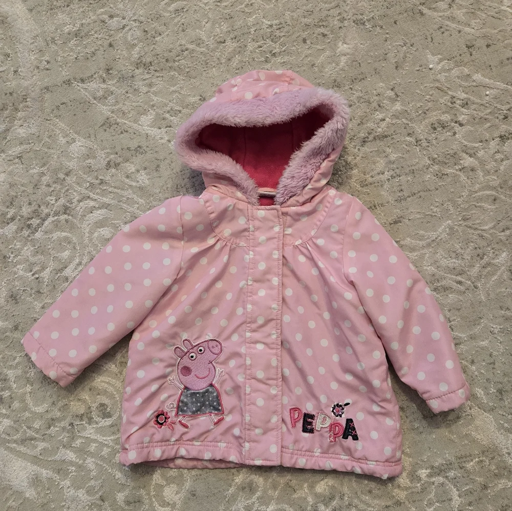 Vintage Y2k 2003 Peppa Pig Pink Polka Dot Hooded Jacket